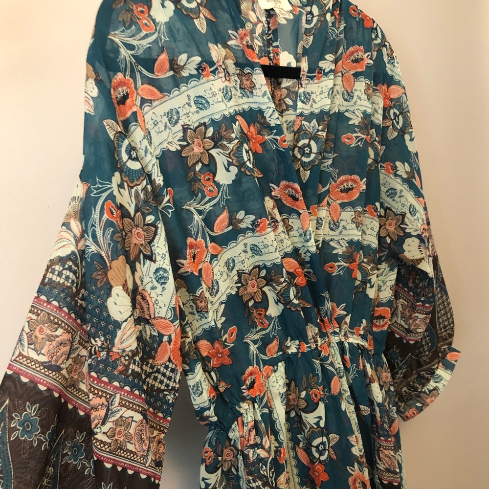 Boho Kimono maxi Dress / swim cover up
